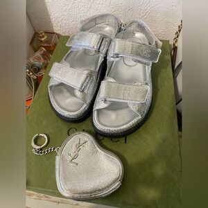 Chanel silver sandals